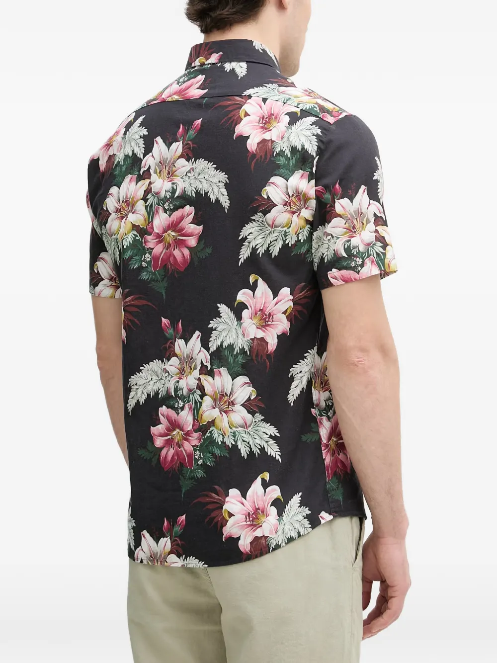 Lindbergh Overhemd met bloemenprint Zwart