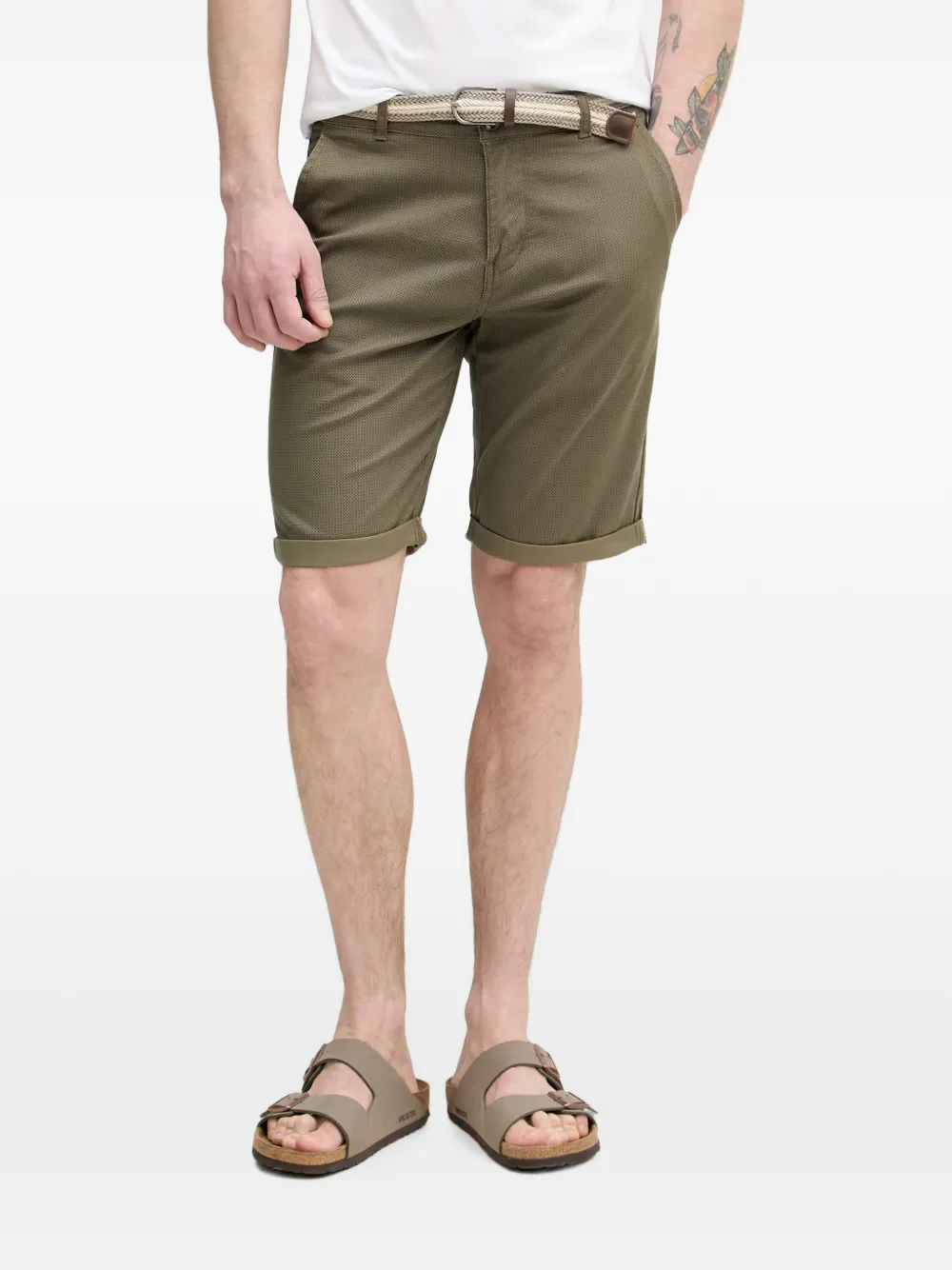 Lindbergh belted chino shorts - Verde