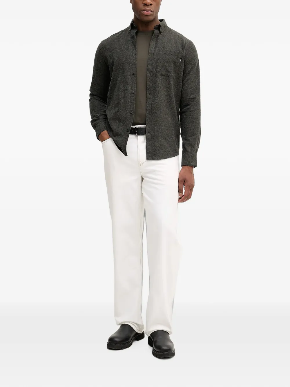Lindbergh Button-down oervhemd met borstzak Groen