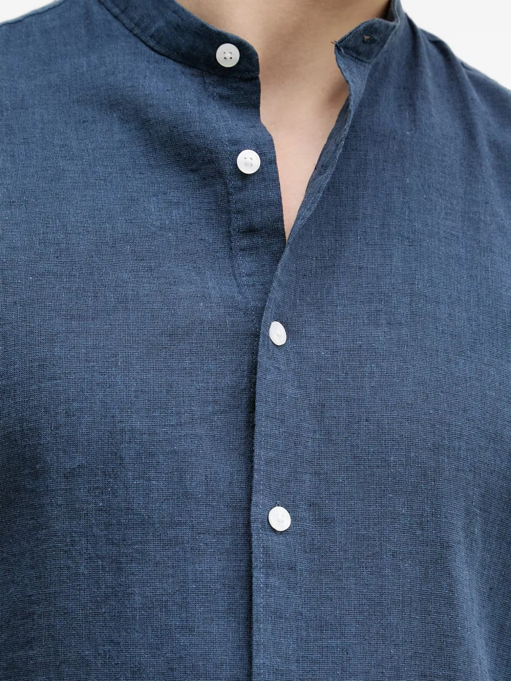 Lindbergh Overhemd met ronde opstaande kraag Blauw