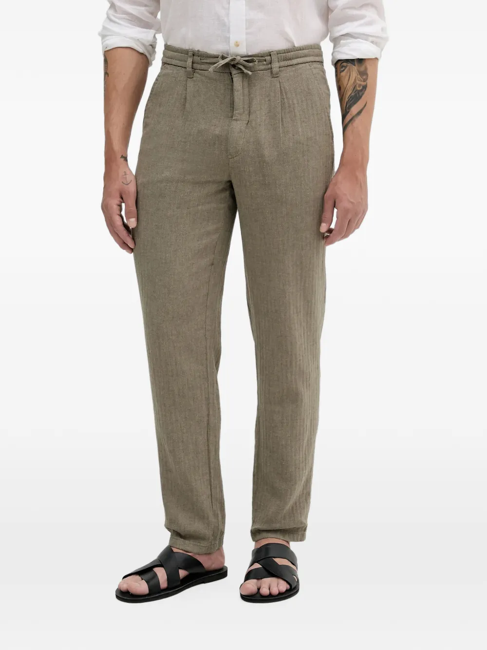 Lindbergh herringbone drawstring trousers