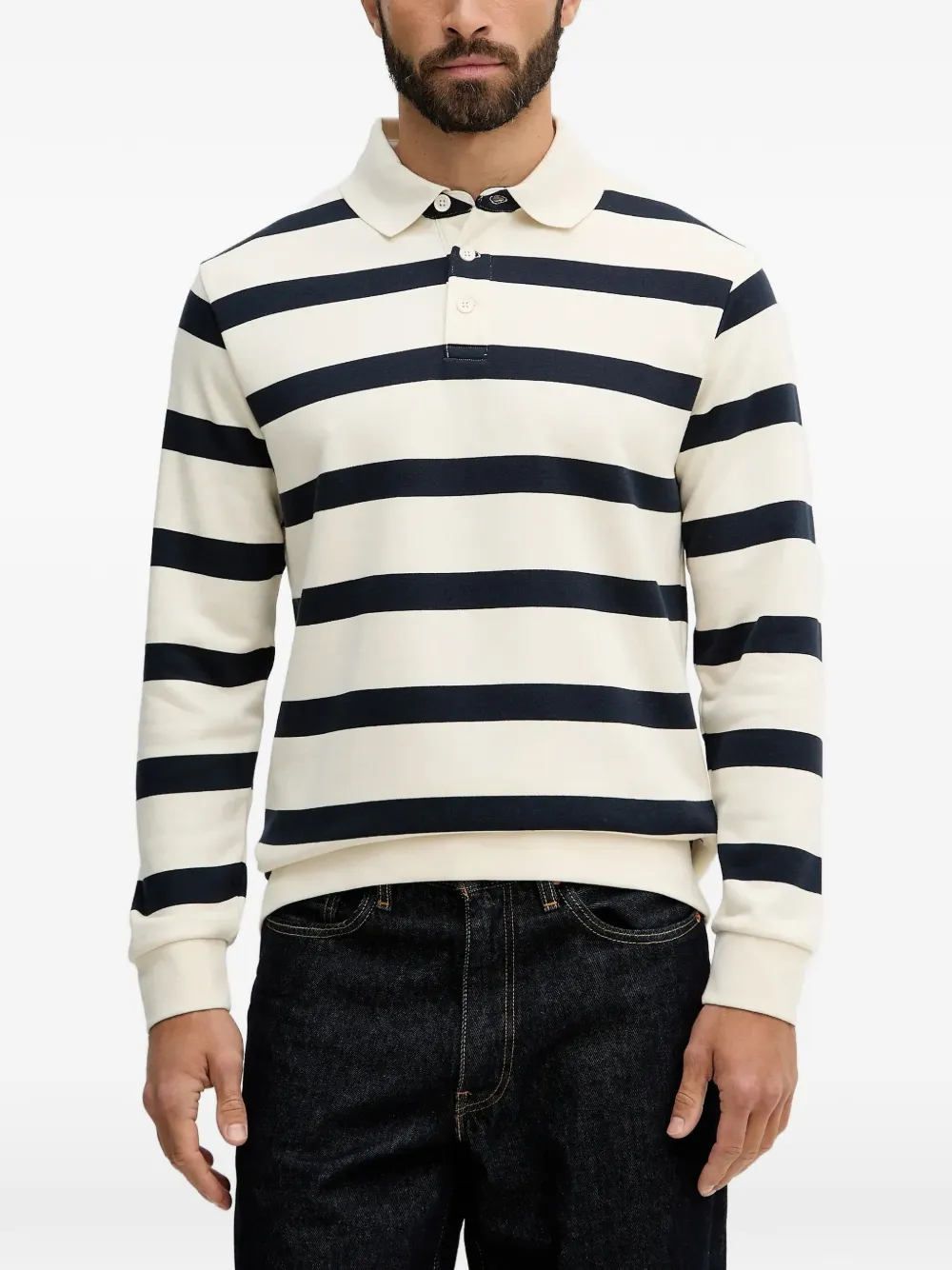 Lindbergh striped long-sleeve polo shirt