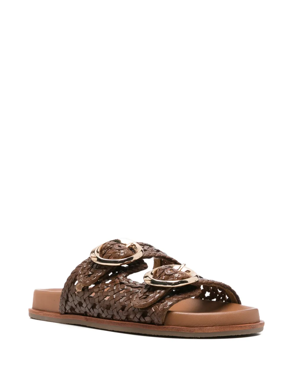 Carmela Geweven leren sandalen Bruin