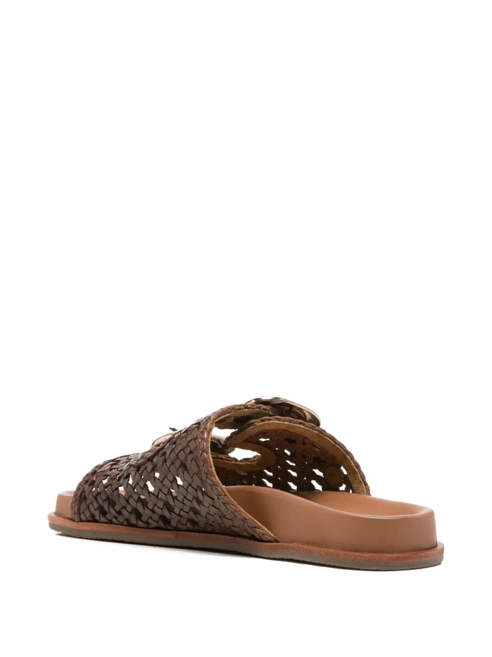 Carmela Geweven leren sandalen Bruin