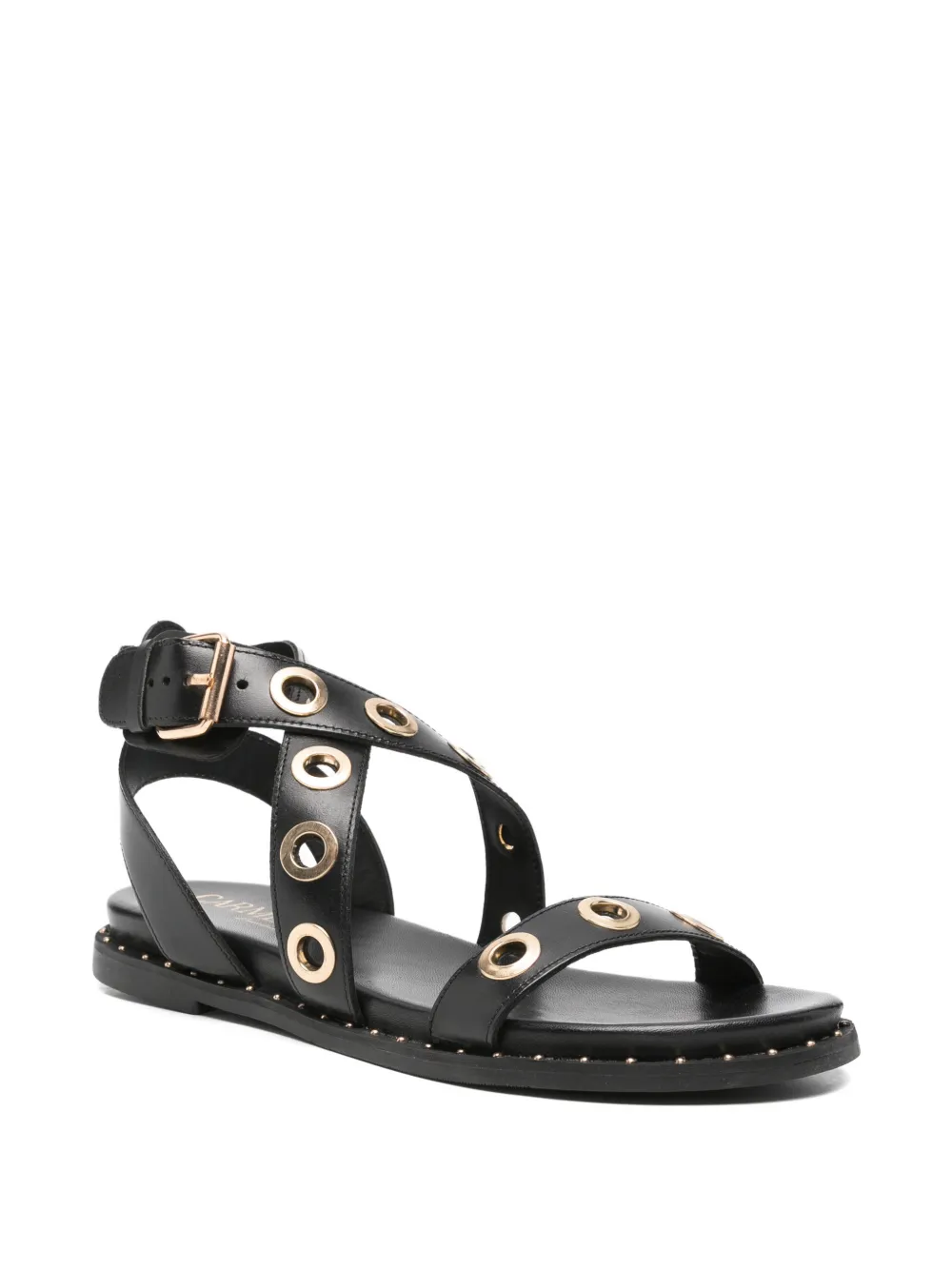Carmela Sandalen met gekruiste bandjes en ringlets Zwart