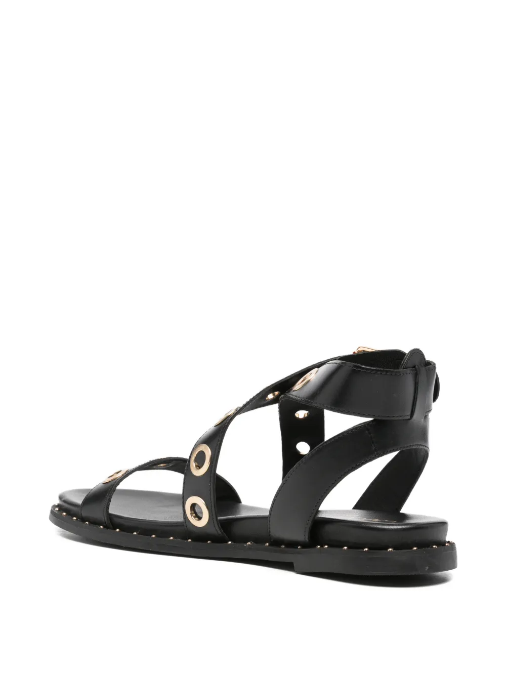 Carmela Sandalen met gekruiste bandjes en ringlets Zwart