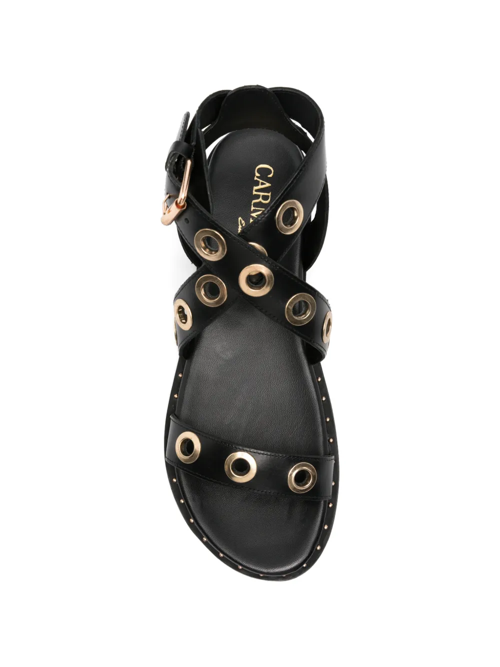 Carmela Sandalen met gekruiste bandjes en ringlets Zwart