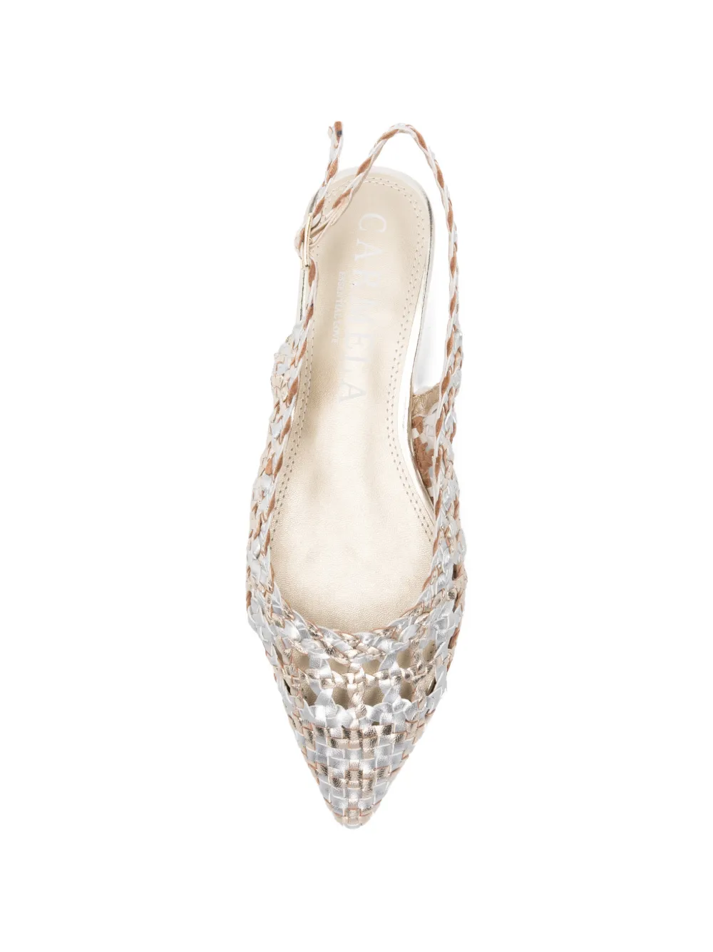 Carmela Geweven platte slingback pumps Zilver