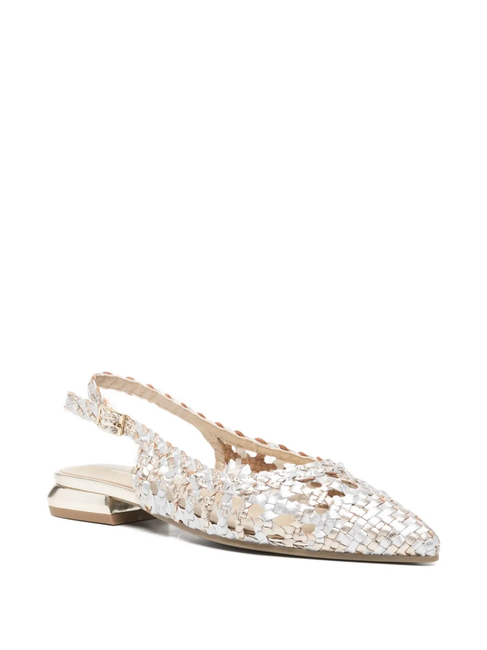 Carmela Geweven platte slingback pumps Zilver