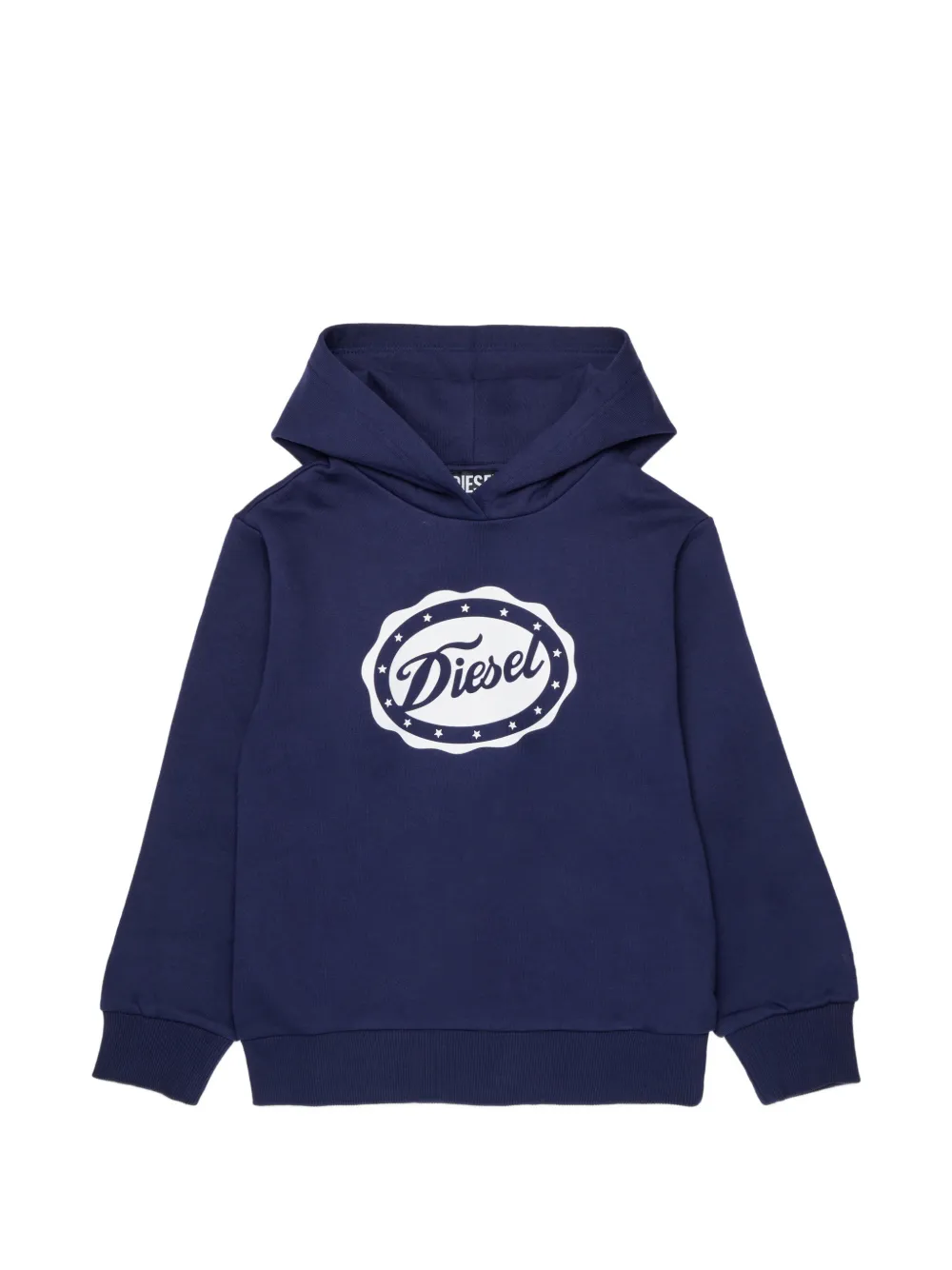 Diesel Kids Felpa in cotone con logo e cappuccio - Blu