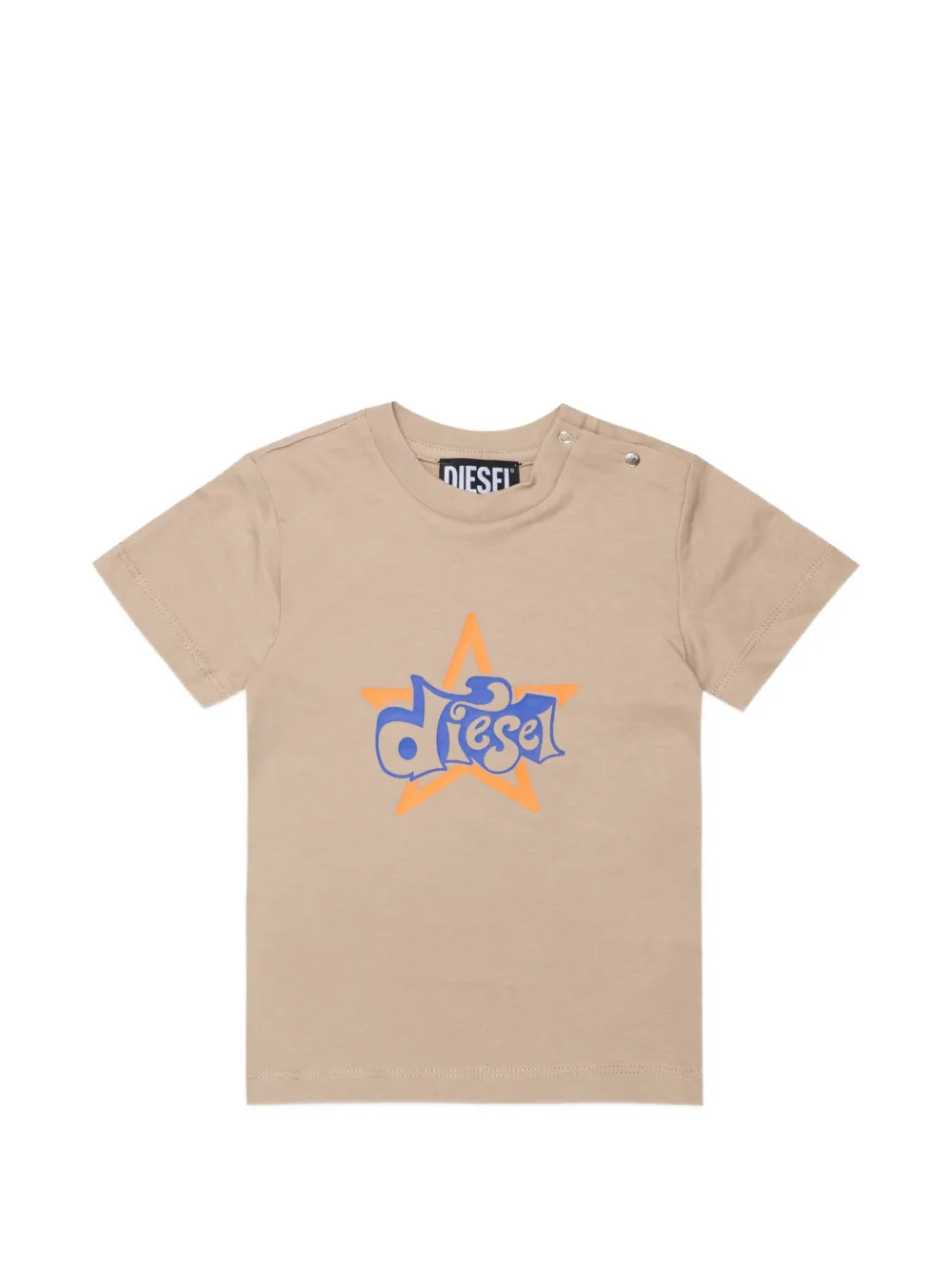 Diesel Kids logo-print press-stud T-shirt - Toni neutri