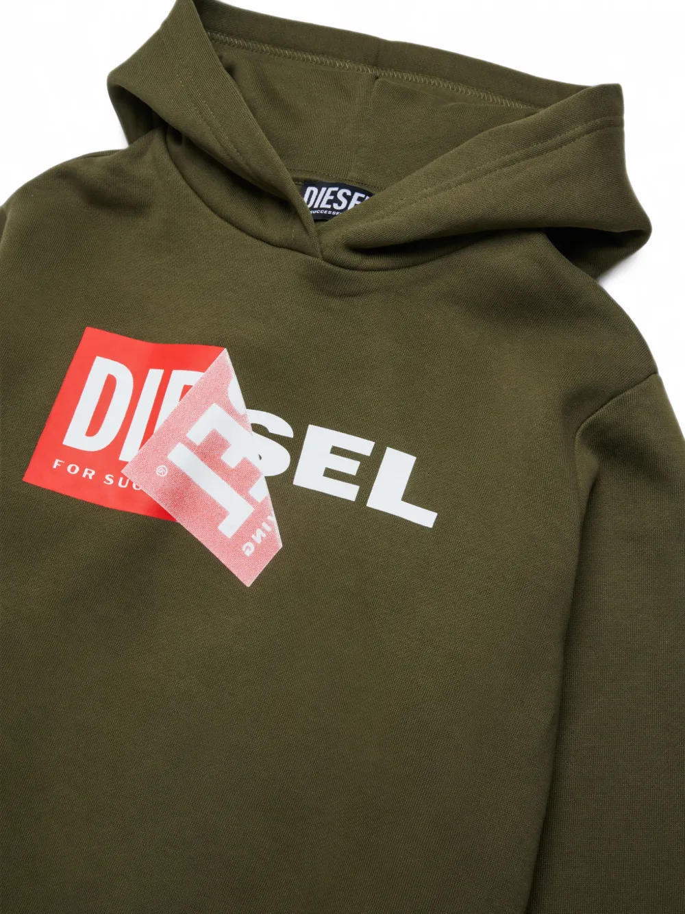 Diesel Kids logo-print cotton hoodie Groen