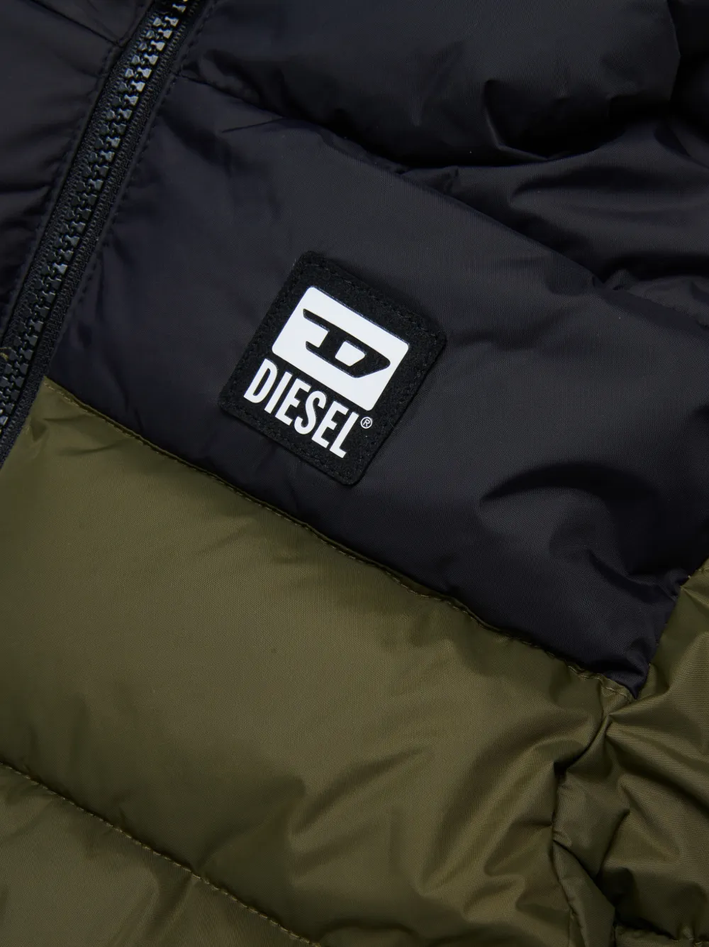 Diesel Kids Gewatteerd jack met logoprint Groen