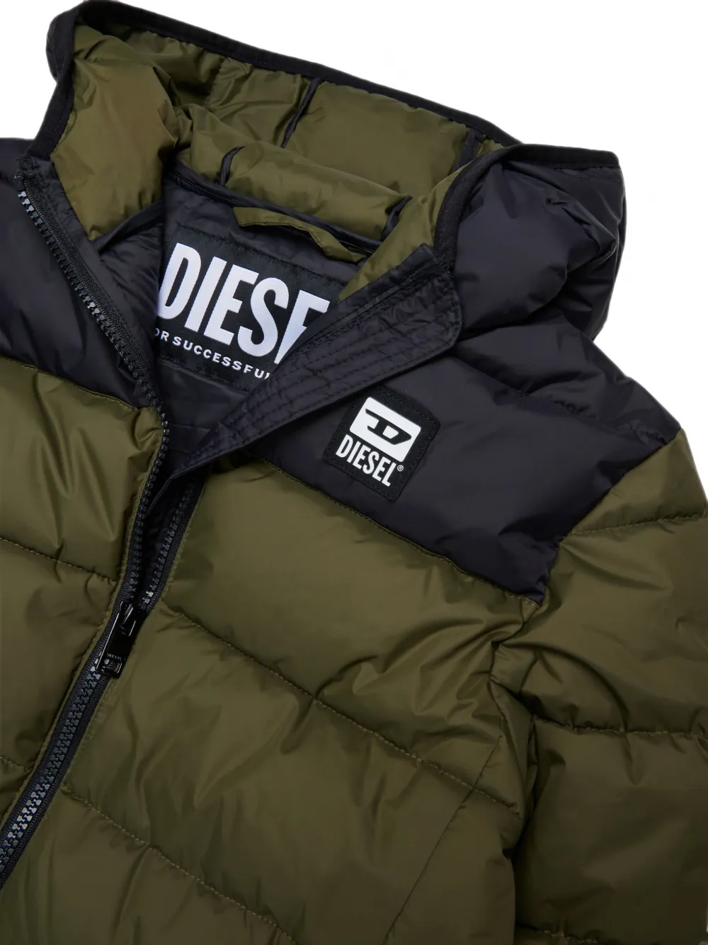 Diesel Kids Gewatteerd jack met logoprint Groen