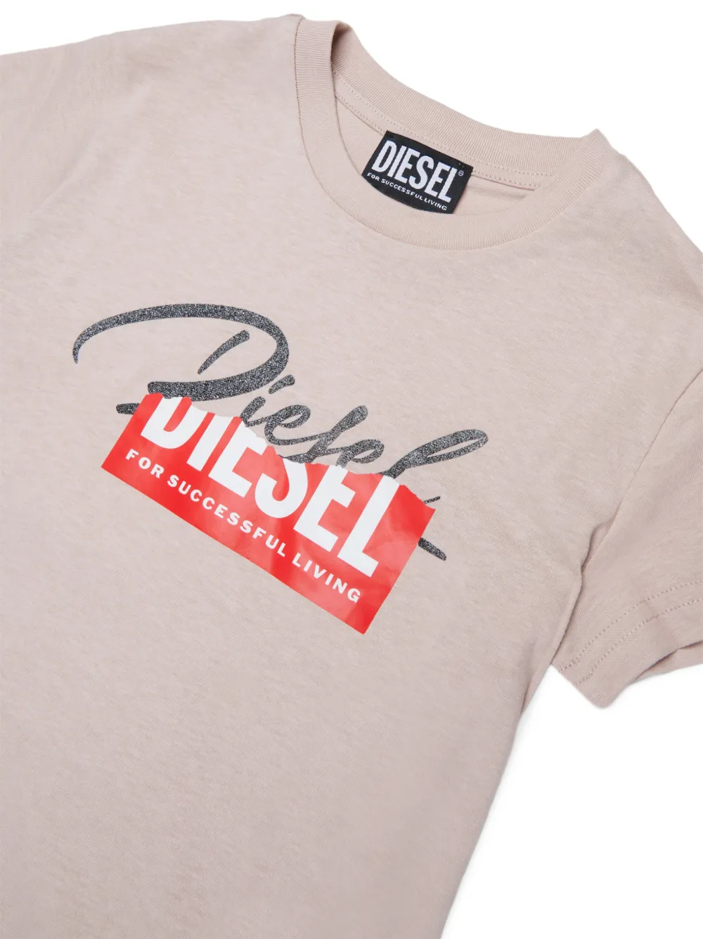 Diesel Kids Katoenen T-shirt met logoprint Roze