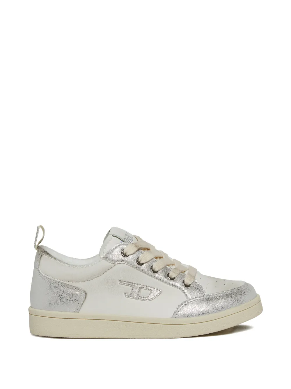 Diesel Kids baskets métallisées à patch logo - Blanc