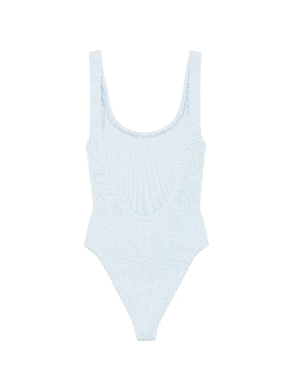 Hunza G Badpak met gekreukt effect en diepe ronde hals Blauw