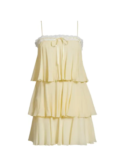 LoveShackFancy Cedra lace-trimmed tiered mini dress