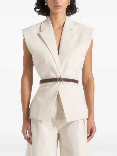 Manière De Voir Linda - linen wide shoulder cinched waistcoat - natural