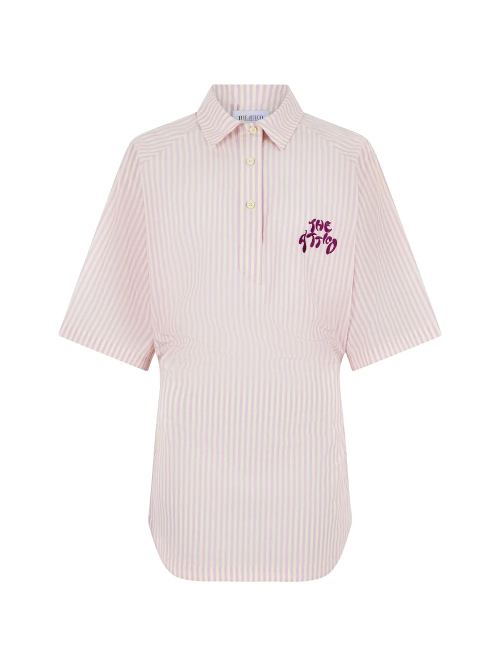The Attico striped logo-embroidered mini dress - Rot