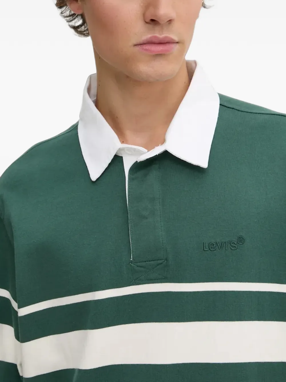 Levi's striped long-sleeve polo shirt Groen