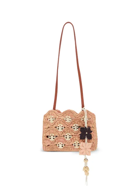 Rabanne logo-plaque raffia mini bag