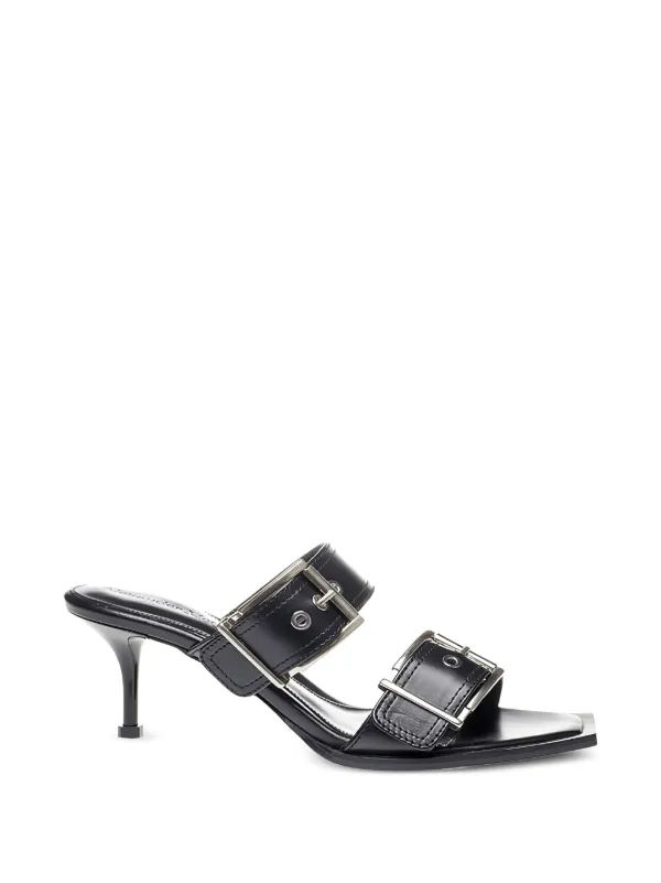 Alexander McQueen Elevate Your Steps Buckle-fastening Leather Sandals in Black