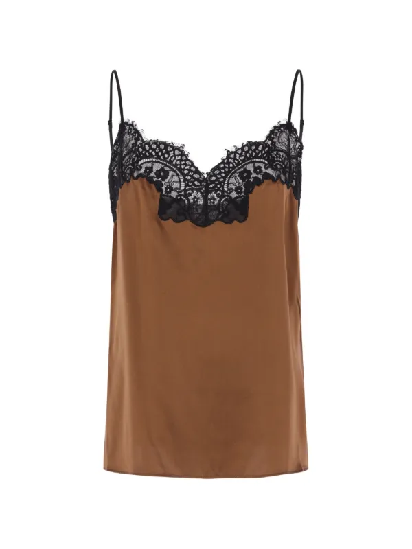 Co Lace-trim Silk Camisole in Brown