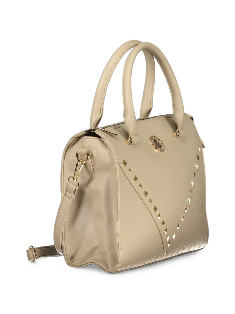 Laura Biagiotti monogram-pattern stud-embellished tote bag Beige