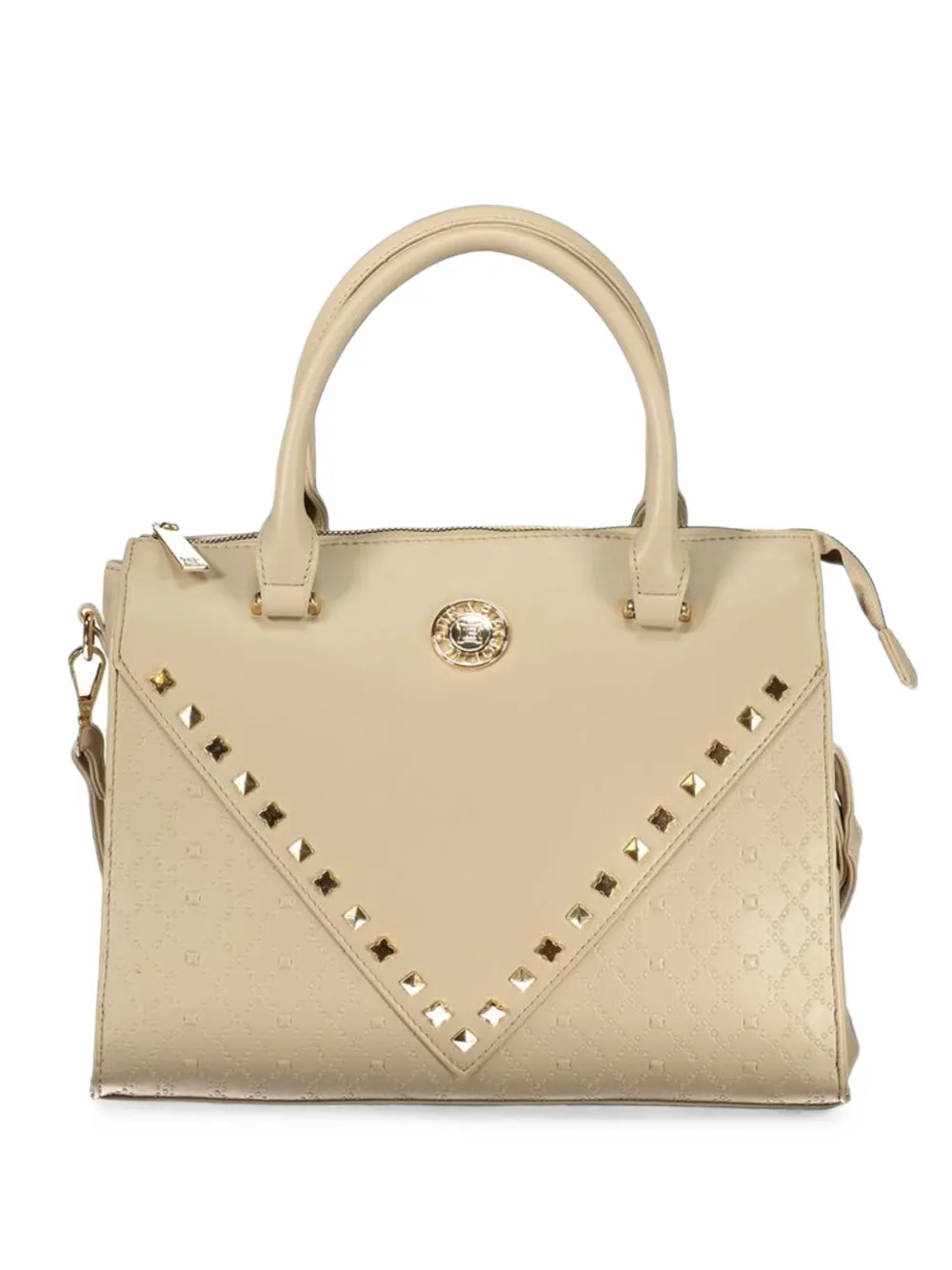 Laura Biagiotti monogram-pattern stud-embellished tote bag Beige