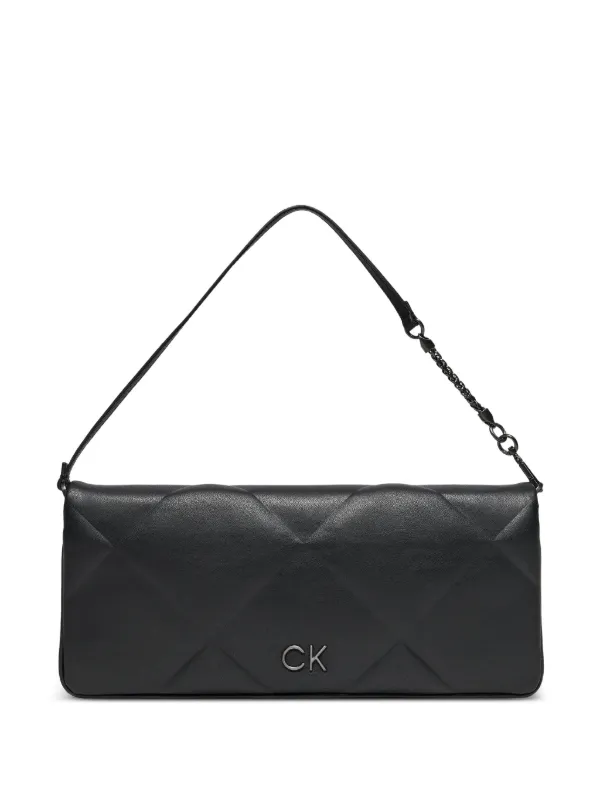 Calvin Klein Quilted Foldover Tote Bag in Black
