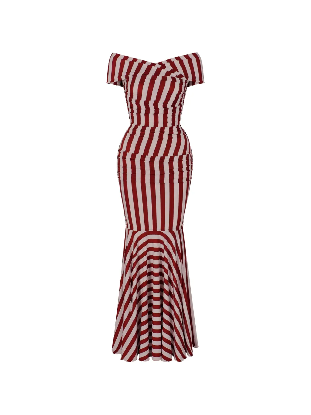 Dolce & Gabbana striped-pattern ruched-detailing maxi dress - Red