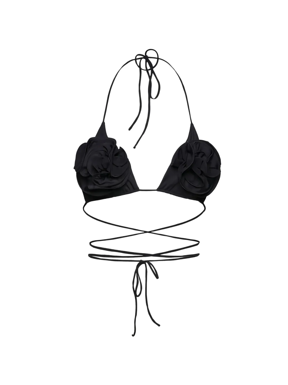 Magda Butrym floral-appliqué wrap-around bikini top - Schwarz
