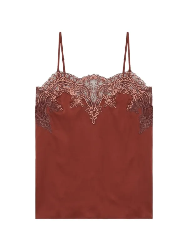 Fortela Brianne Lace-trimmed Sleeveless Blouse in Brown