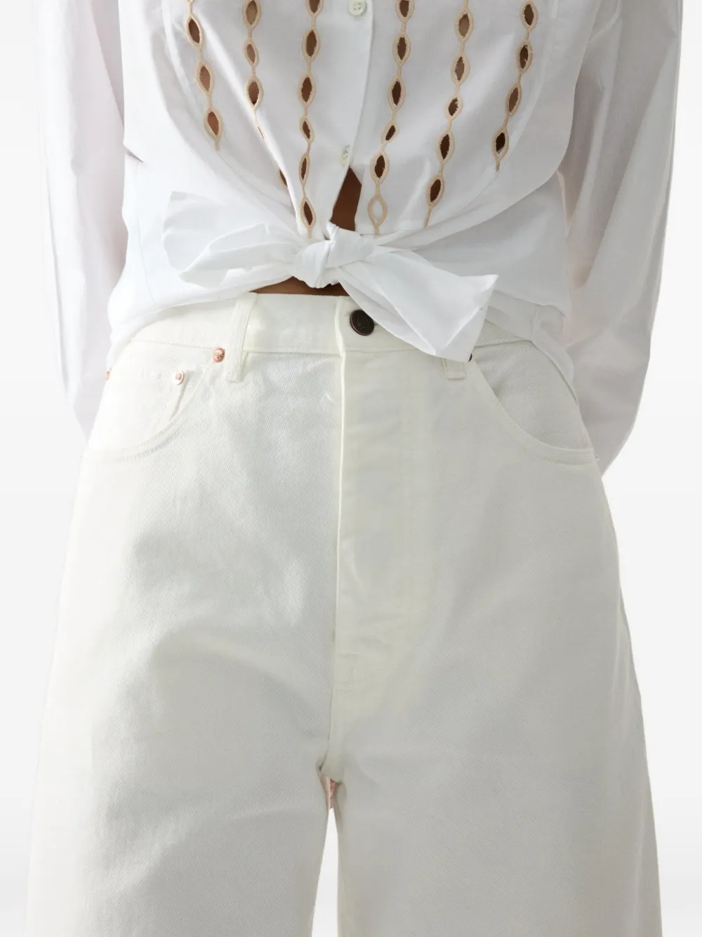 Fortela Frederique Embroidered Poplin Shirt in White, view 3