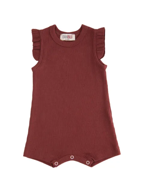 andBlue ruffled ribbed-knit shortie