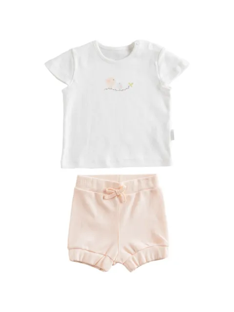 Andywawa bird-print cotton T-shirt and shorts set