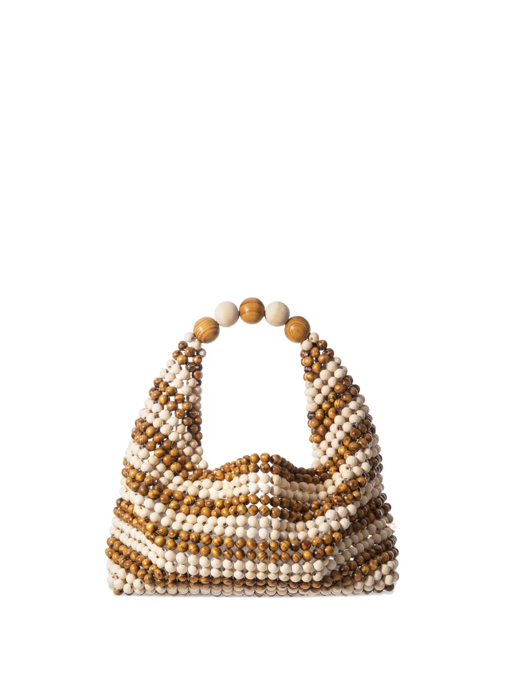 0711 Jodie beaded tote bag - Marrone