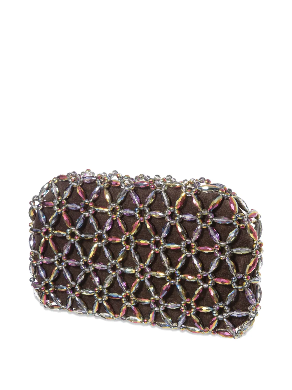 0711 Tebea clutch verfraaid met kralen Bruin