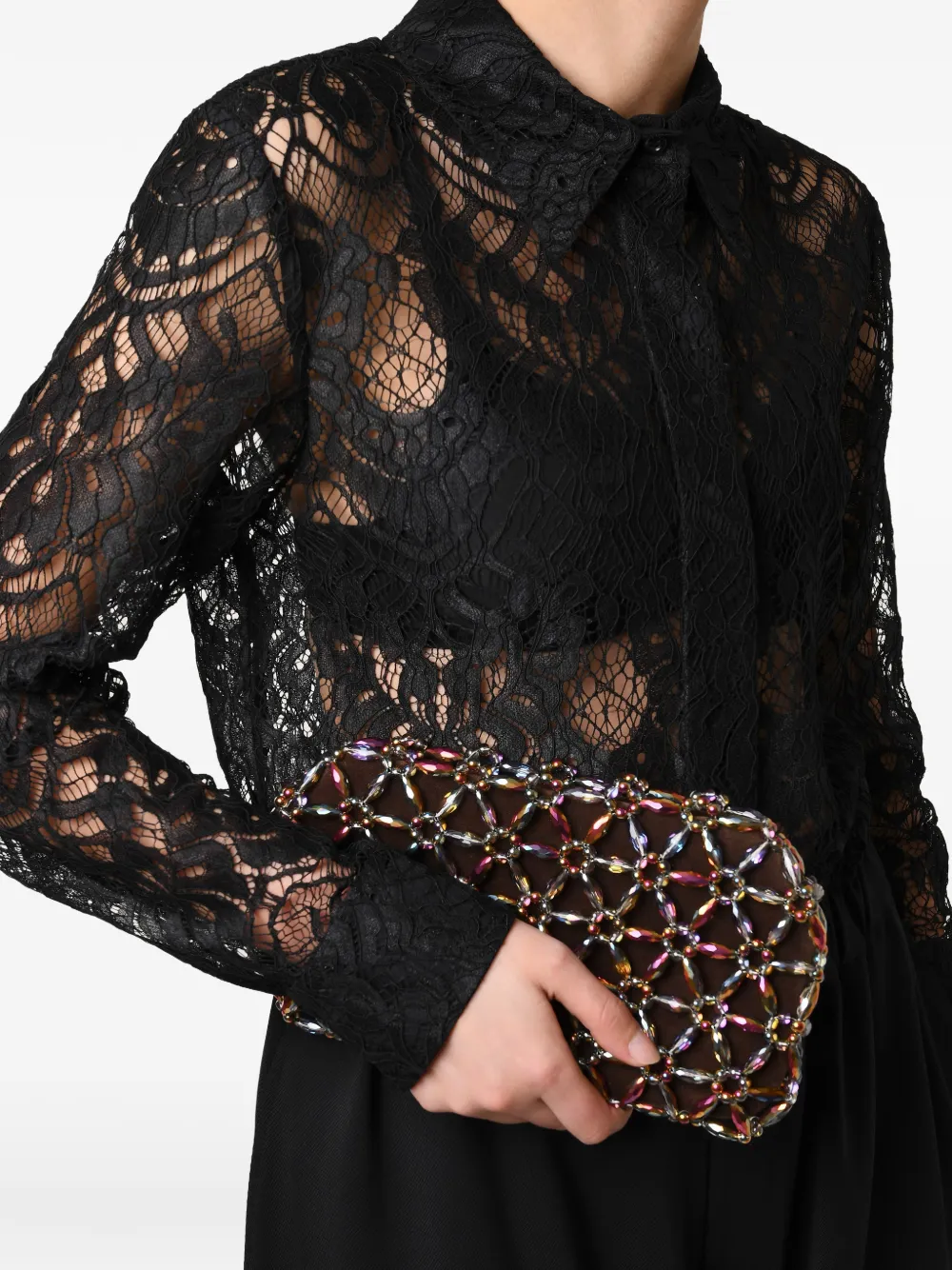 0711 Tebea clutch verfraaid met kralen Bruin