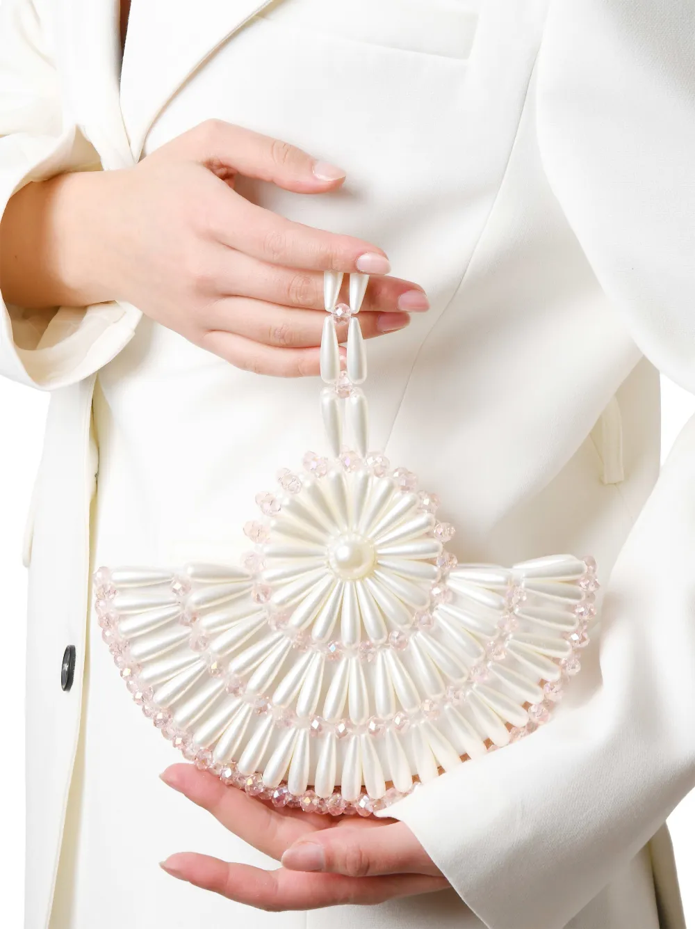 0711 Selene kleine clutch met imitatieparel Wit