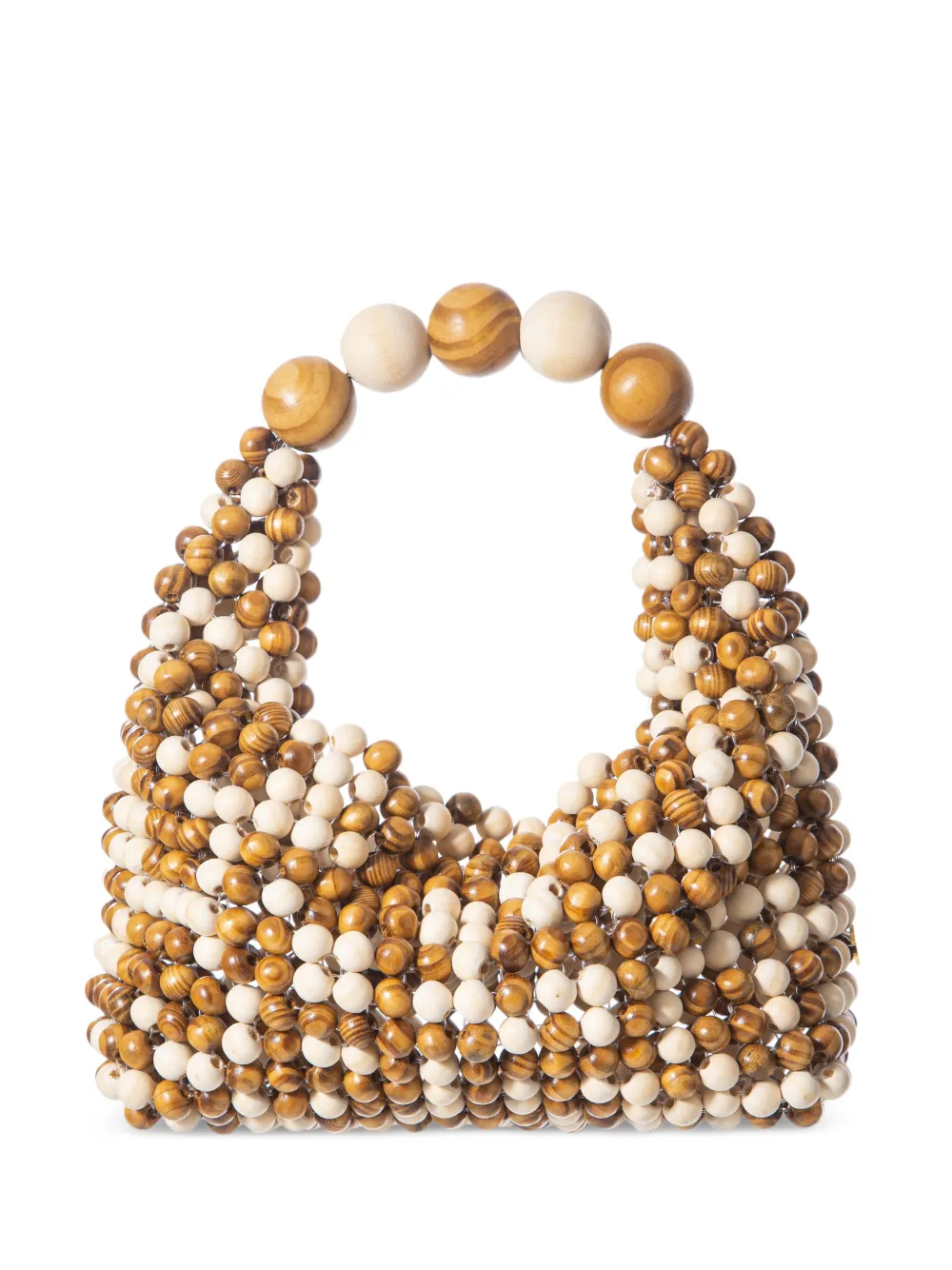 0711 Jodie beaded tote bag - Marrone