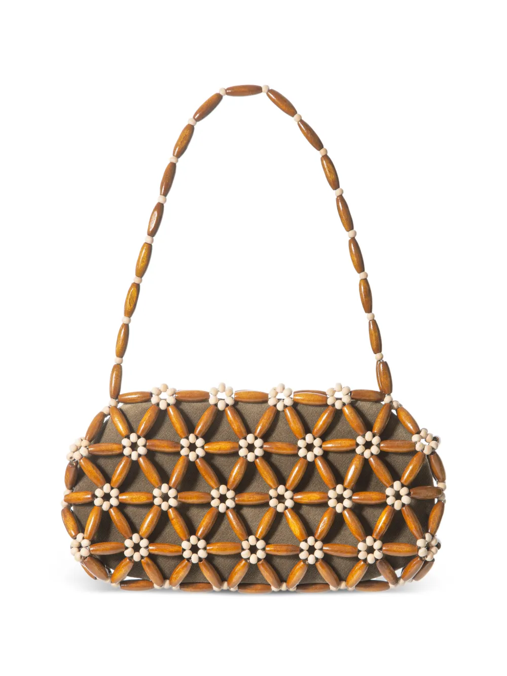0711 Tebea beaded shoulder bag - Marrone