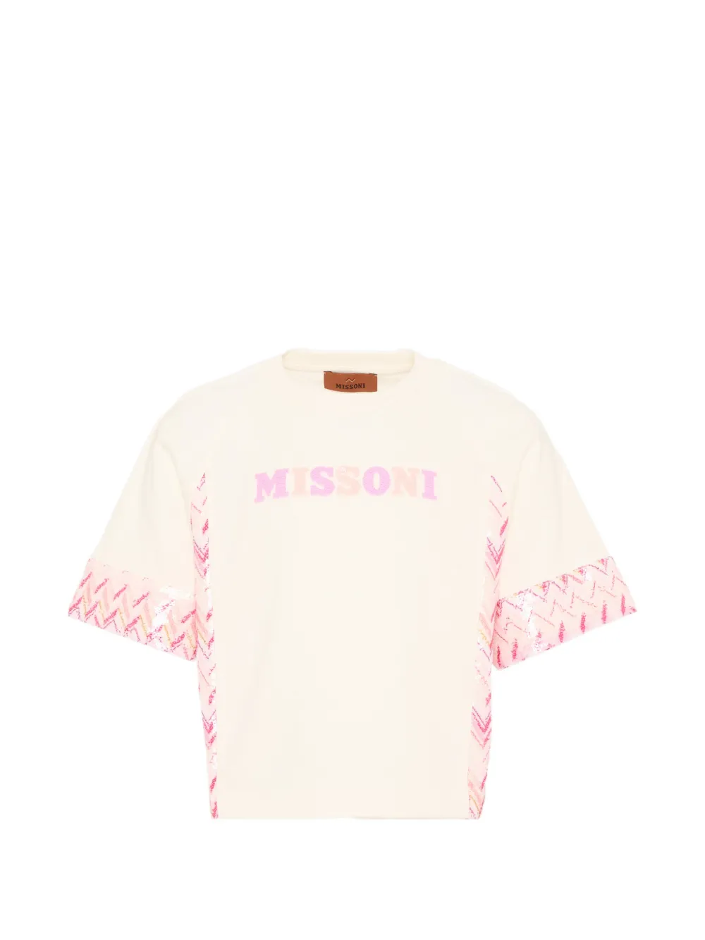 Missoni Kids sequin-embellished zig-zag T-shirt - Toni neutri