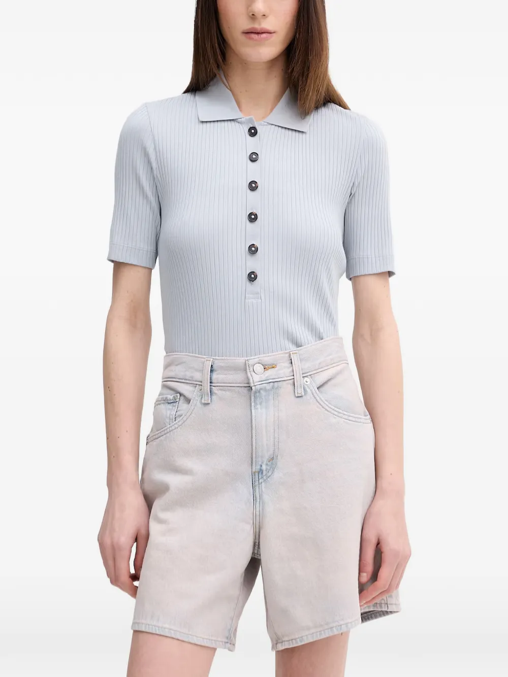 Marc O'Polo ribbed-knit polo shirt - Blu