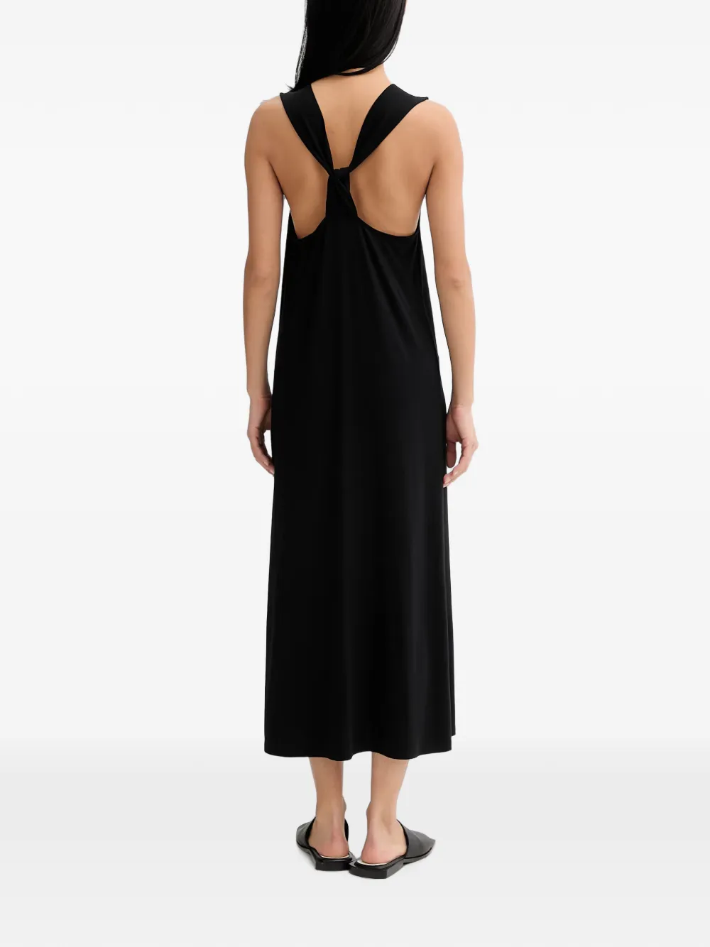 Marc O'Polo Maxi-jurk met gedraaid detail en diepe ronde hals Zwart