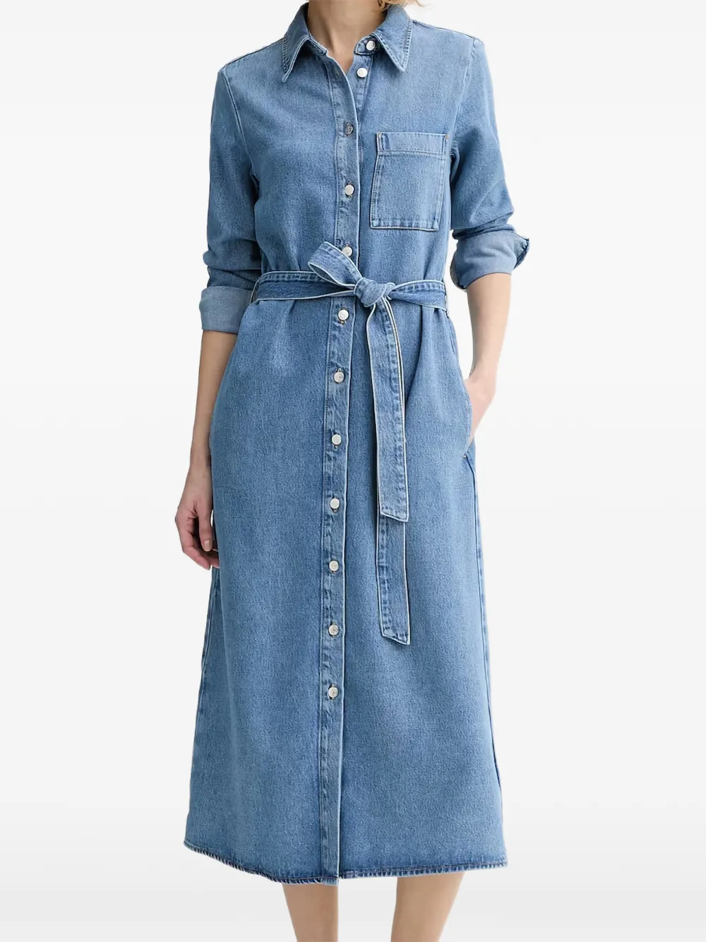 Marc O'Polo Midi-jurk met knopen en ceintuur Blauw