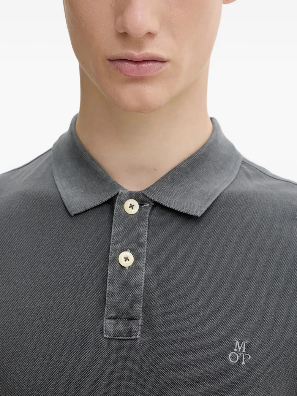 Marc O'Polo Piqué poloshirt met geborduurd logo Grijs