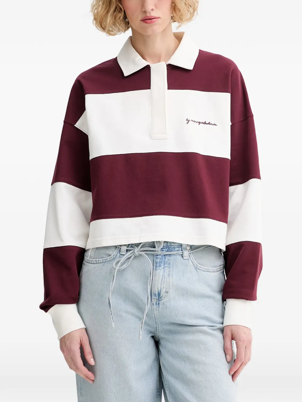 Marc O'Polo striped long-sleeve polo shirt - Rosso