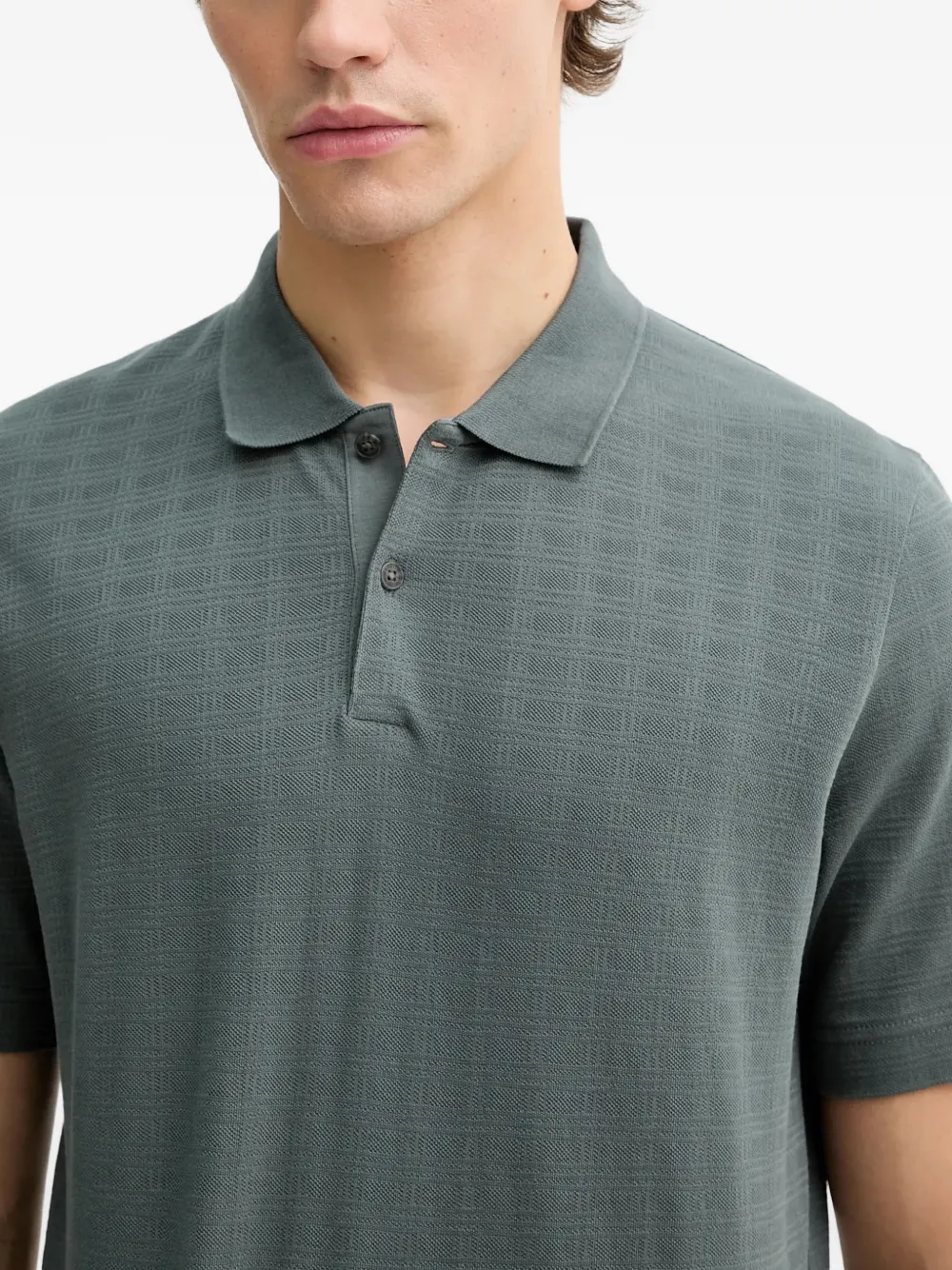 Marc O'Polo Geruit poloshirt Grijs